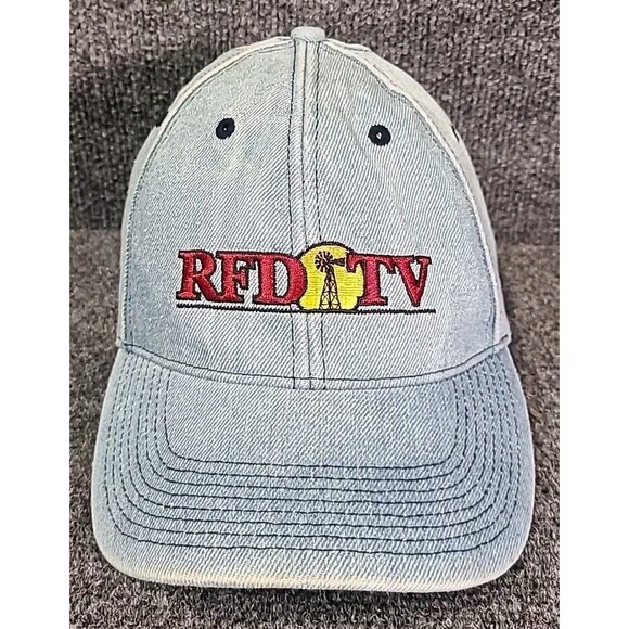 RFDF TV Denim Hat Baseball Ball Cap ADJUSTABLE Relaxed Fit Light Wash Rural Farm - Picture 1 of 6